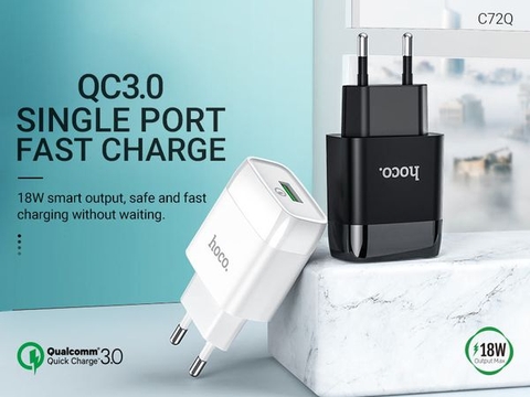 Cóc sạc nhanh 18w QC3.0 Hoco C72Q 1 cổng USB chính hãng [BH 1 năm]