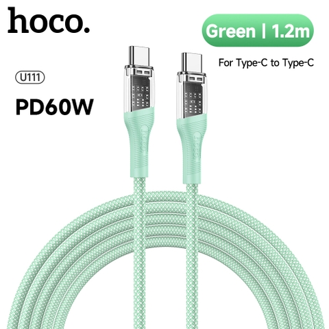 Cáp sạc nhanh 60w Hoco U111 (c-c) PD 2 đầu Type C lộ mạch chính hãng [BH 1 Năm] / pktn sale