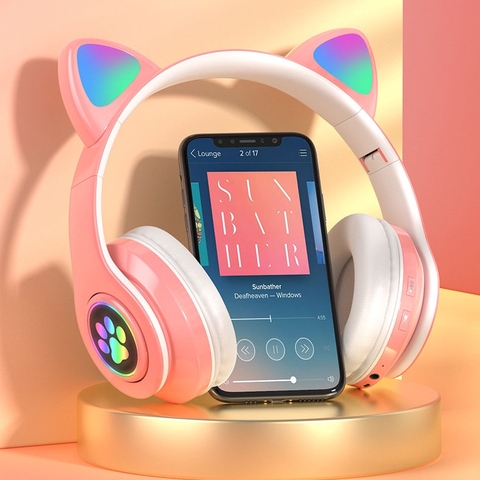 Tai nghe bluetooth Mèo CXT-B39 có đèn led đổi màu headphone [BH: 3 tháng] / pktn sale