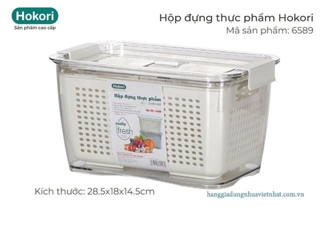 Hộp nhựa đựng thực phẩm HKR6589 có rổ ráo nước kèm nắp [BH: NONE]