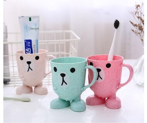 Combo 4 ly lúa mạch GẤU 400ml đựng bàn chải, nước đánh răng cho bé [BH: NONE]