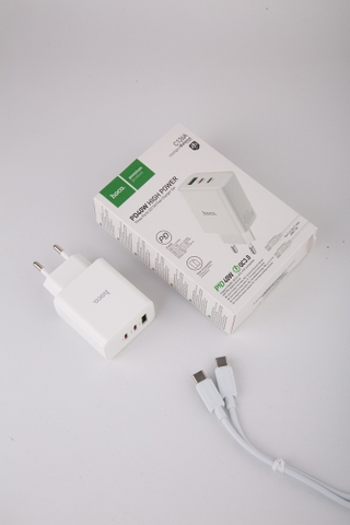 Bộ sạc nhanh 40w HOCO C126A C-C cóc 3 cổng ( 1 usb 2 Type C) kèm cáp Type C ra Type C chính hãng [BH 1 Năm]