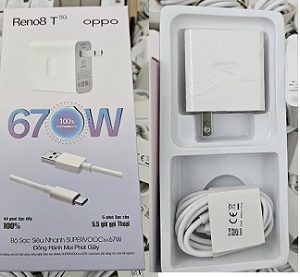 Bộ sạc nhanh 67w Oppo Reno Super Vooc Type c 8Z (Cóc 1 cổng usb, cáp usb ra type C G6) [BH: 6 tháng]