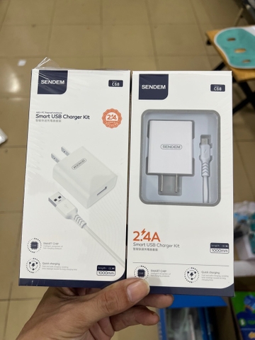 Bộ sạc nhanh 2.4A Sendem C68 Micro (Cóc 1 cổng Usb + Cáp usb ra Micro) [BH: 6 Tháng]