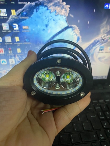 Đèn phượt, đèn Fa led L2 loại Có VÒNG LED SÁNG MÀU XANH, chóa gom sáng đường kính lớn và sâu giúp ánh sáng đi xa [BH: TEST]