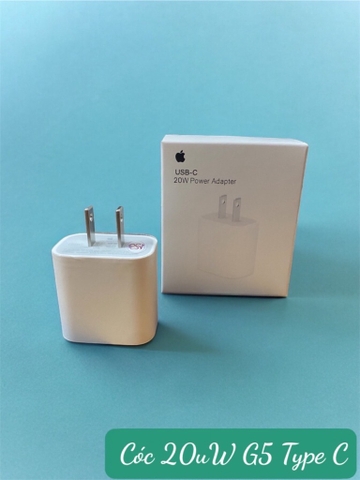 Cóc sạc nhanh 20w full box iPhone 11 12 13 PD G5 rep zin  (1 cổng Type c) có hộp zin [BH 6 tháng]
