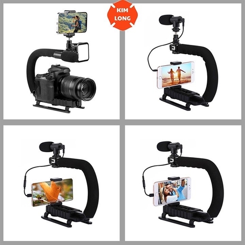 Bộ tích hợp quay Video CHỐNG RUNG gồm mic đa năng, đèn, tay cầm 
