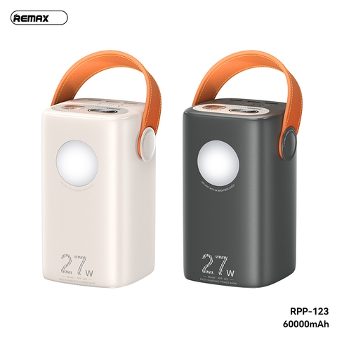Pin sạc nhanh 27W Remax RPP-123 60.000mAh dự phòng QC3.0+PD27W có màn hình hiểu thị, có đèn pin chính hãng [BH: 1 NĂM]