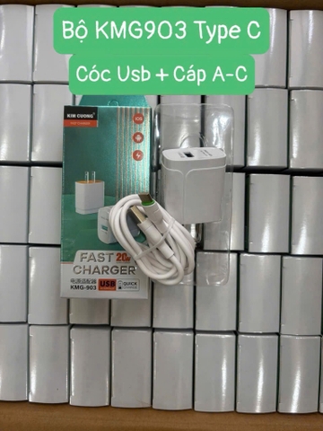 Bộ sạc nhan KMG903 Type C Kim Cương (Cóc 1 cổng USB + cáp USB ra Type C ) [BH: 3 tháng]