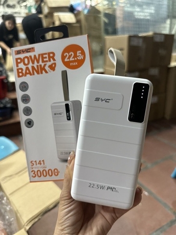 Pin sạc dự phòng sạc nhanh 22.5W SYC S141, dung lượng 30.000mAh kèm dây treo [BH: 1 năm]