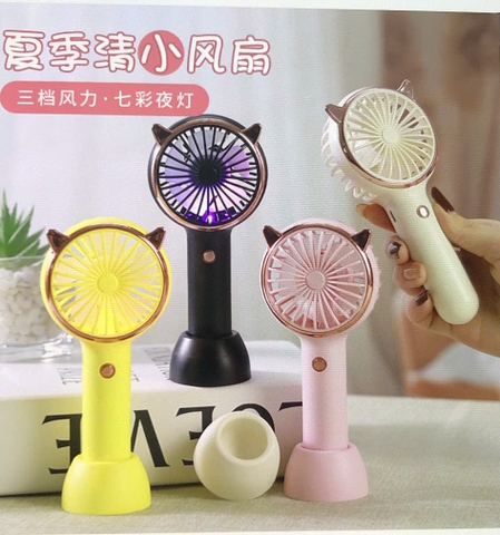 Quạt cầm tay mini kiêm để bàn Zb036 mẫu mới tai hình thú siêu dễ thương [BH 1 Tuần]