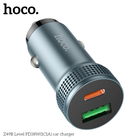 Cóc sạc nhanh 38W xe hơi HOCO Z49B (1 cổng Usb QC3.0 và 1 cổng Type C PD20W) chính hãng [BH 1 năm]