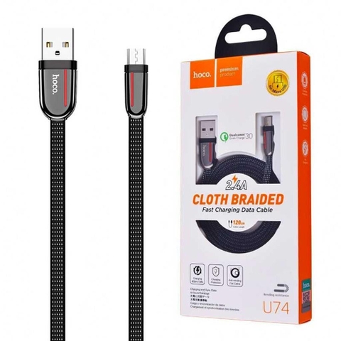 Cáp sạc nhanh HOCO U74 (usb ra type-c) có led báo sạc đầy 2.4A chính hãng [BH 1 năm]