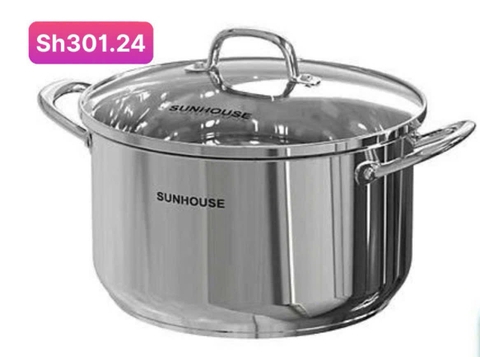 Nồi inox 3 đáy Sh301.24 size 24cm nắm kính [BH: None]
