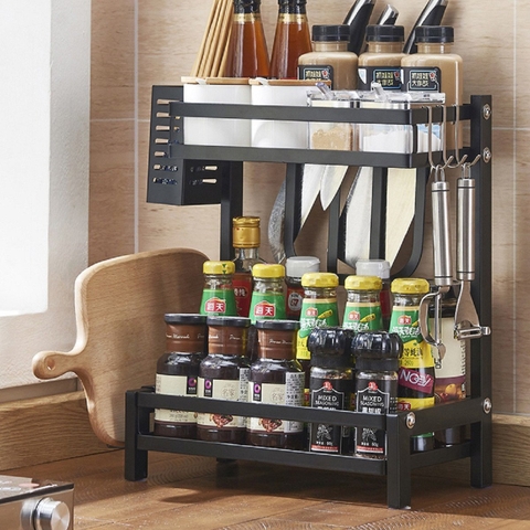 Kệ Đựng Gia Vị Nhà Bếp 2 Tầng Đa Năng Bằng Inox 304 [bh: none]