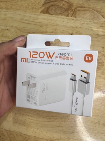 Bộ sạc nhanh 120w XIAOMI Turbo zin máy (cóc 1 cổng USB + cáp usb ra Type-C) G8 [BH 6 tháng]