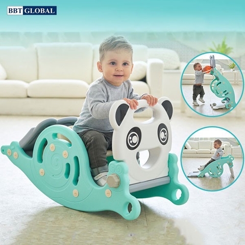 Đồ chơi 3in1 cầu trượt, bập bênh, bóng rổ cho bé [BH: None]