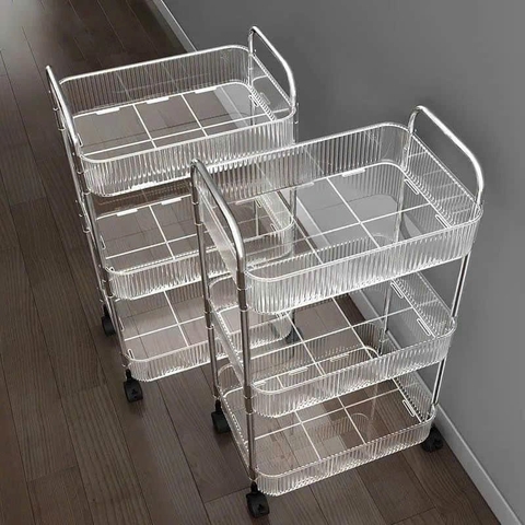Kệ nhựa trong suốt 3 tầng KN19 có bánh xe loại 1 [BH: None]