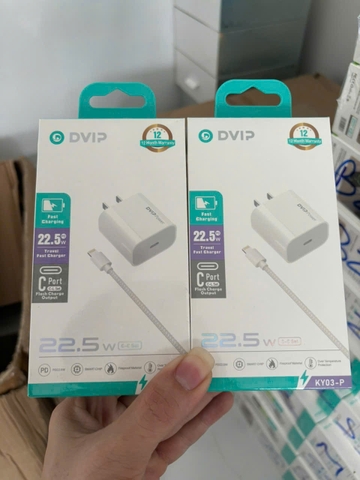 Bộ sạc nhanh 22.5w DVIP KY03 (C-L) kèm cáp type c ra iphone lightning chính hãng [BH 1 năm]