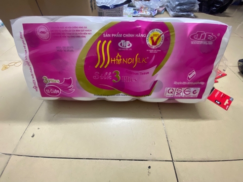 Lốc 10 cuộn giấy vệ sinh tròn có lõi HanoiSilk Iso 9001:2008 [BH: None]