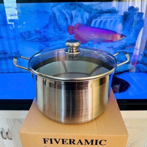 Nồi inox 1 ĐÁY nắp kính size 30cm KNMART [BH: None]