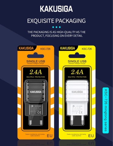 Cóc sạc 2.4A Kaku KSC-726 1 cổng USB EU Chân tròn chính hãng bn84 [BH: 1 Tháng] / pktn sale