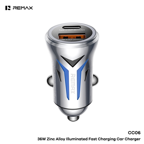 Tẩu sạc nhanh REMAX CC06 tẩu sạc xe hơi ô tô sạc nhanh 36w tẩu 2 cổng 1 cổng sạc USB 1 cổng sạc Type C kèm bluetooth siêu tiện lợi