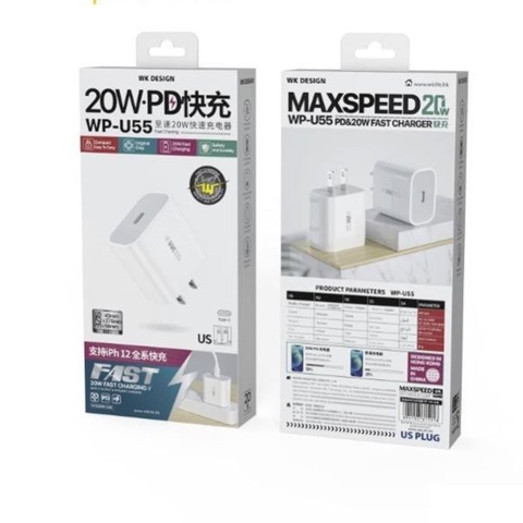 Cóc sạc nhanh WEKOME WP-U55 PD 20W chính hãng [BH 1 NĂM]