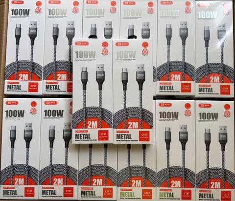 Cáp sạc nhanh 100W BYZ C157 2m Type C (Usb ra Type c, a-c) dây dù metal [BH: 3 THÁNG]