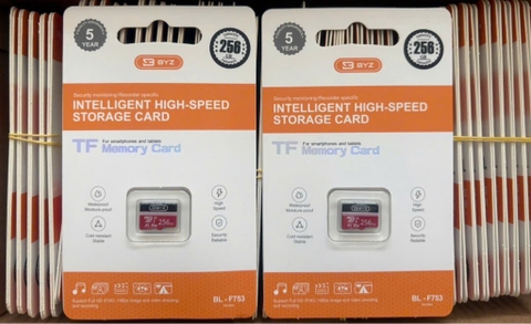 THẺ NHỚ MICRO SD BYZ 256GB CLASS 10, SPEED UP TO 100MB/S FULL BOX CHÍNH HÃNG [BH 1 năm]