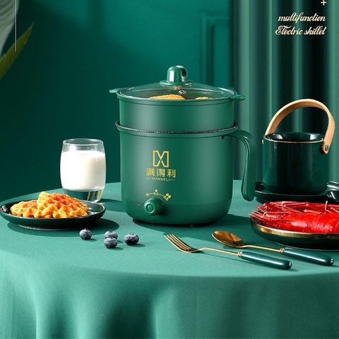 Nồi lẩu điện có lồng hấp ELECTRIC POT Shanban Xanh Lá [BH 1 tháng]