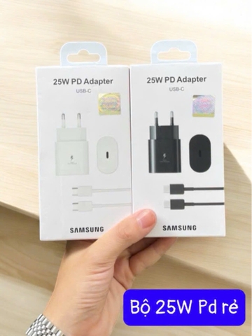 Bộ sạc nhanh 25w PD ADAPTER EU rẻ (cóc 1 cổng Type C EU + cáp 2 đầu type c, c-c) [BH: 6 THÁNG]