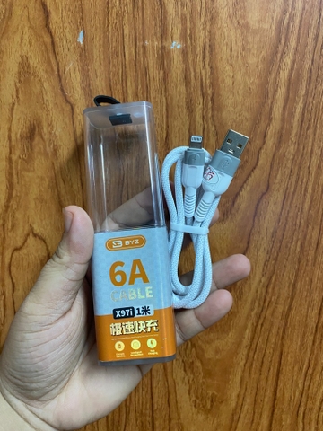 Cáp sạc nhanh 6A BYZ X97i iPhone (usb ra Lightning iPhone, a-l) có bọc chống đứt chính hãng [BH: 3 THÁNG]