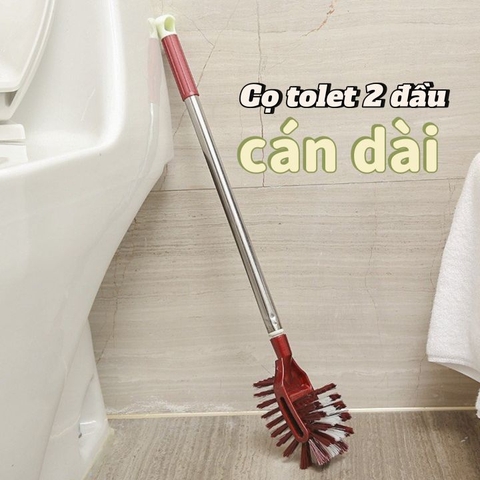 Chổi bàn chải cọ vệ sinh toilet cán dài 2 đầu đa năng