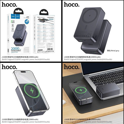 Pin sạc dự phòng HOCO J160B 20.000mAh sạc nhanh 20w kèm sạc không dây siêu tiện lợi