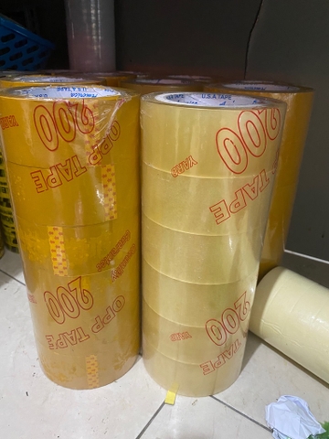 1 cuộn Băng keo Trong/ Vàng 200ya  đóng hàng