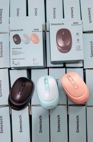 Chuột không dây Simetech S680 4D 1600dpi click silent [BH 1 năm]