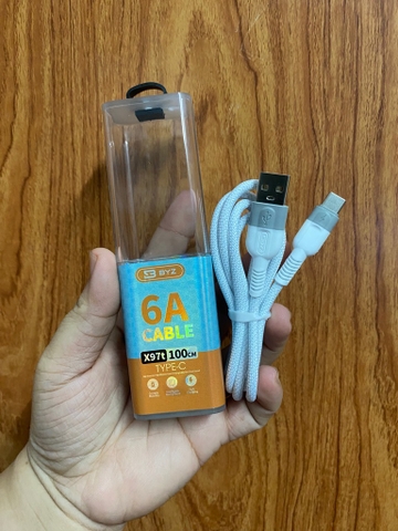 Cáp sạc nhanh 6A BYZ X97T Type C (usb ra Type C, a-c) có bọc chống đứt chính hãng [BH: 3 THÁNG]