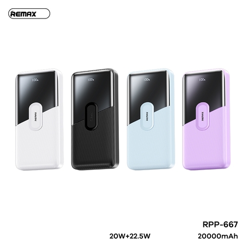 Pin sạc nhanh 22.5w Remax RPP-667 20.000mAh PD QC3.0 sạc dự phòng Chính Hãng [BH: 1 năm]