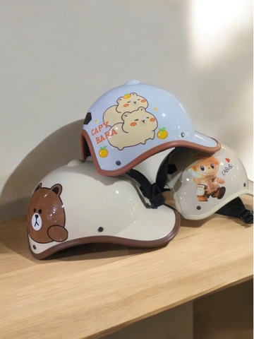 Nón bảo hiểm lưỡi trai hoạt hình GẤU/ LABUBU/CAPY siêu cưng- mẫu về tùy lô [BH: NONE]
