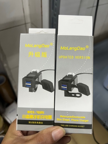 Sạc xe máy hỗ trợ SẠC NHANH 2 cổng USB MOLANGDAO có công tắc chính hãng [BH 1 Tuần]