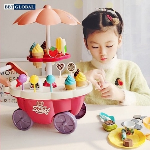 Đồ chơi xe đẩy bán kem có đèn nhạc cho bé