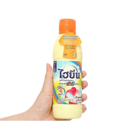 Chai nước tẩy quần áo hương Hoa Hồng màu và trắng Thailand Vàng Cam Hygiene 250ml