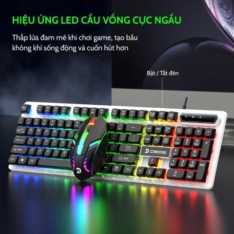 Combo phím chuột có dây DEIOG DY-911 có led siêu đẹp chính hãng