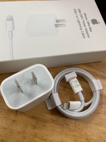 Bộ sạc nhanh 20w hộp iPhone 13 Pro max {Cóc E199967 đậm,  Cáp FTL936312LTUA]} cho iphone 11 12 13 trở lên [BH: 6 THÁNG]