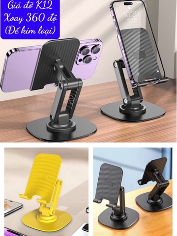 Giá đỡ điện thoại K12 xoay 360 độ đế kim loại Alloy Phone Stand Y807