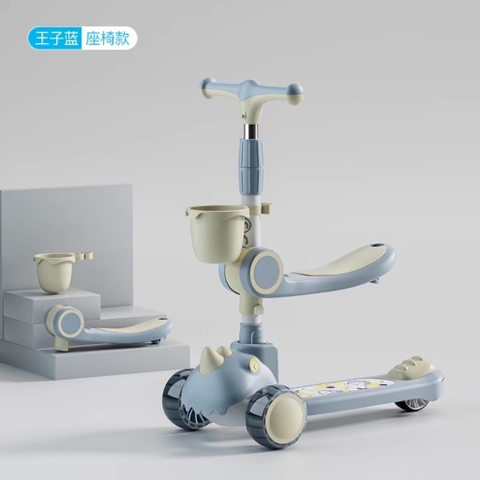 Xe scooter khủng long có đèn, nhạc cho bé từ 1-8 tuổi tải trọng 50kg [BH: NONE]