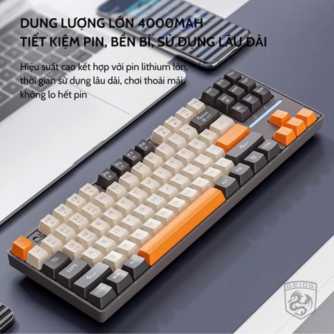 BÀN PHÍM CƠ KHÔNG DÂY BLUETOOTH DEIOG GK87 3 CHẾ ĐỘ CHÍNH HÃNG (BLUE SWITCH/RED SWITCH) [BH 1 NĂM]