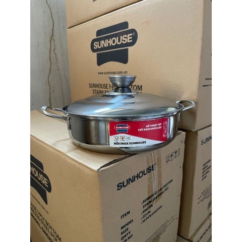 Nồi lẩu, nồi nấu canh inox SH size 24cm xịn sò [BH: NONE]