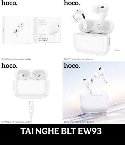 Tai nghe bluetooth True wireless Hoco Ew93 có nút cao su, chân sạc Type C
